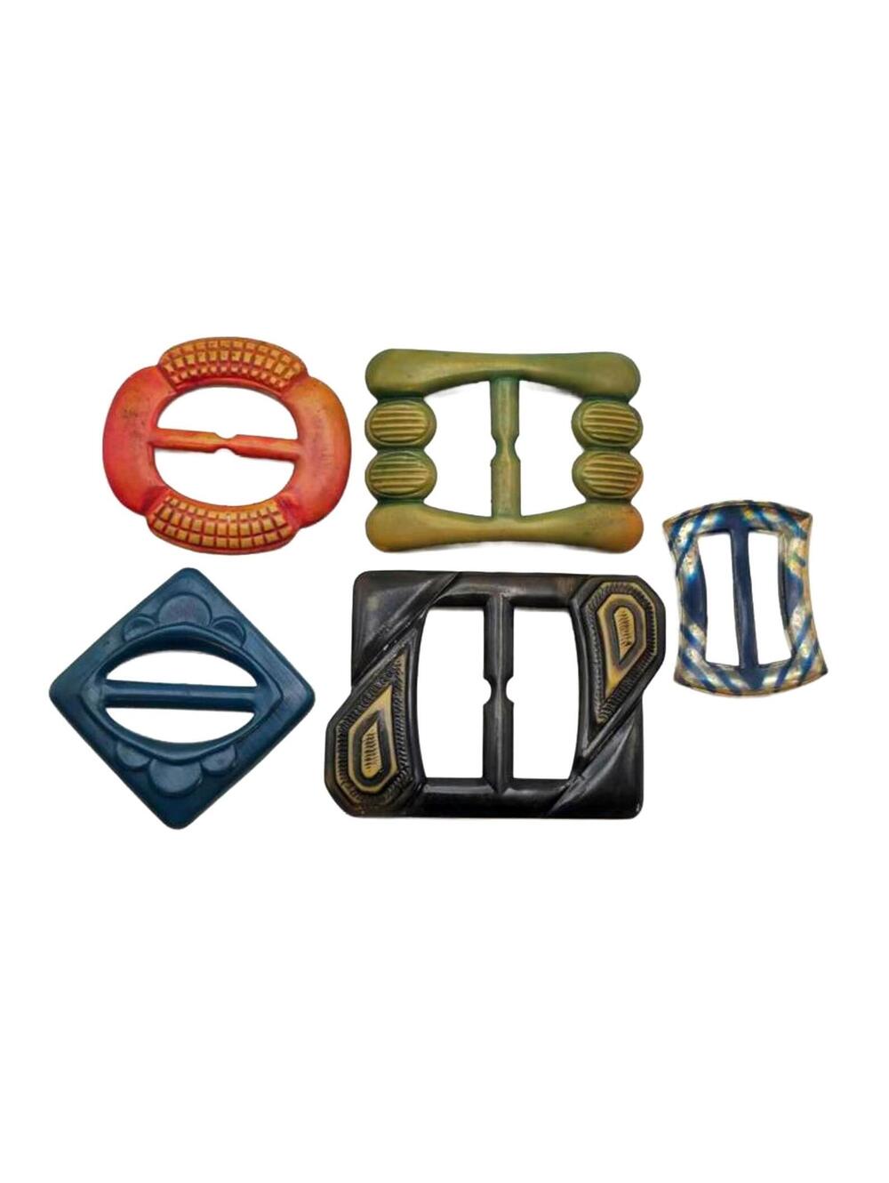 Vintage Plastic And Metal ART DECO BELT Buckles 1" to 2"